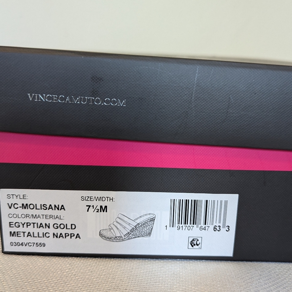 Vince Camuto Metallic Gold Espadrille Slide Sandals - Picture 9 of 9